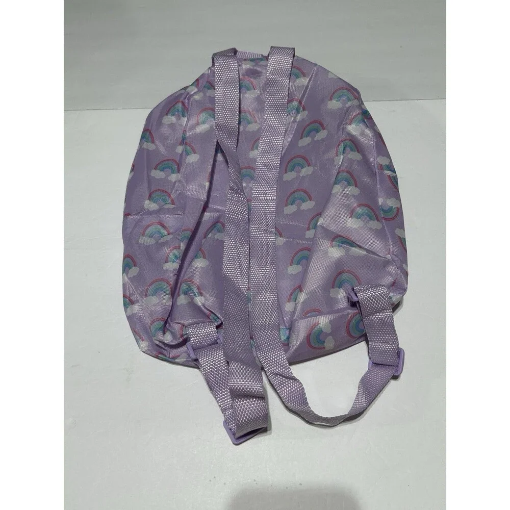 Purple Rainbow Print Kids Backpack Small Casual School Bag